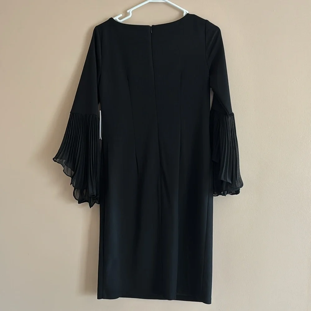 Shelby & Palmer Black Ruffled Bell Sleeve Sheath Dress - Picture 8 of 11